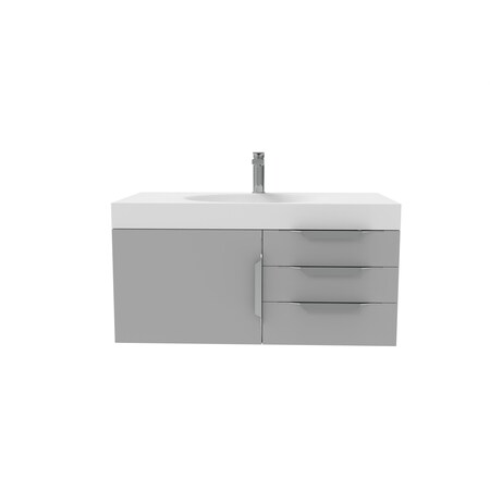 Castello Usa Thames 36-inch Gray Vanity Set with White Top and Brushed Nickel Handles CB-MC-36G-BN-20146-WH